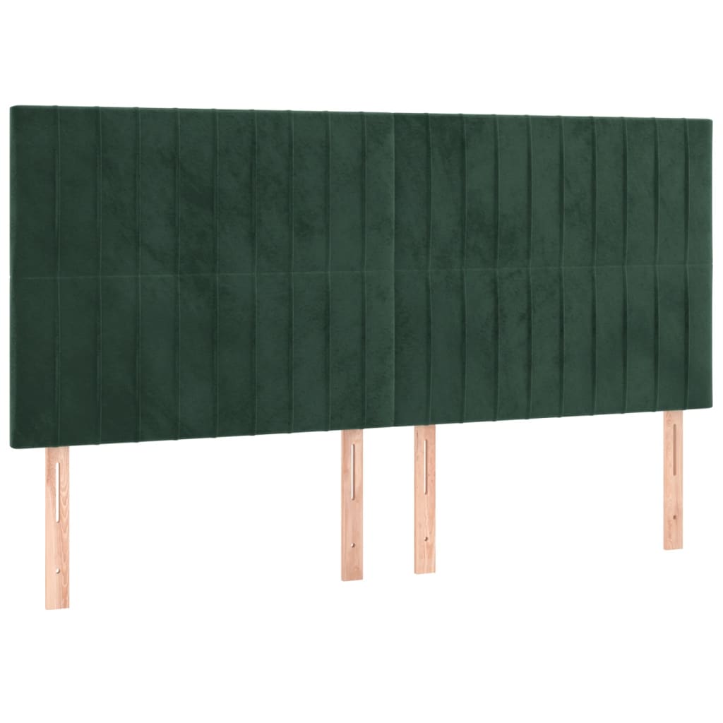 vidaXL Tăblie de pat cu LED, verde închis, 180x5x118/128 cm, catifea