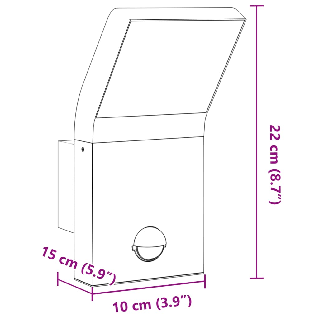 vidaXL Lampă exterioară de perete cu LED/senzor, negru aluminiu turnat