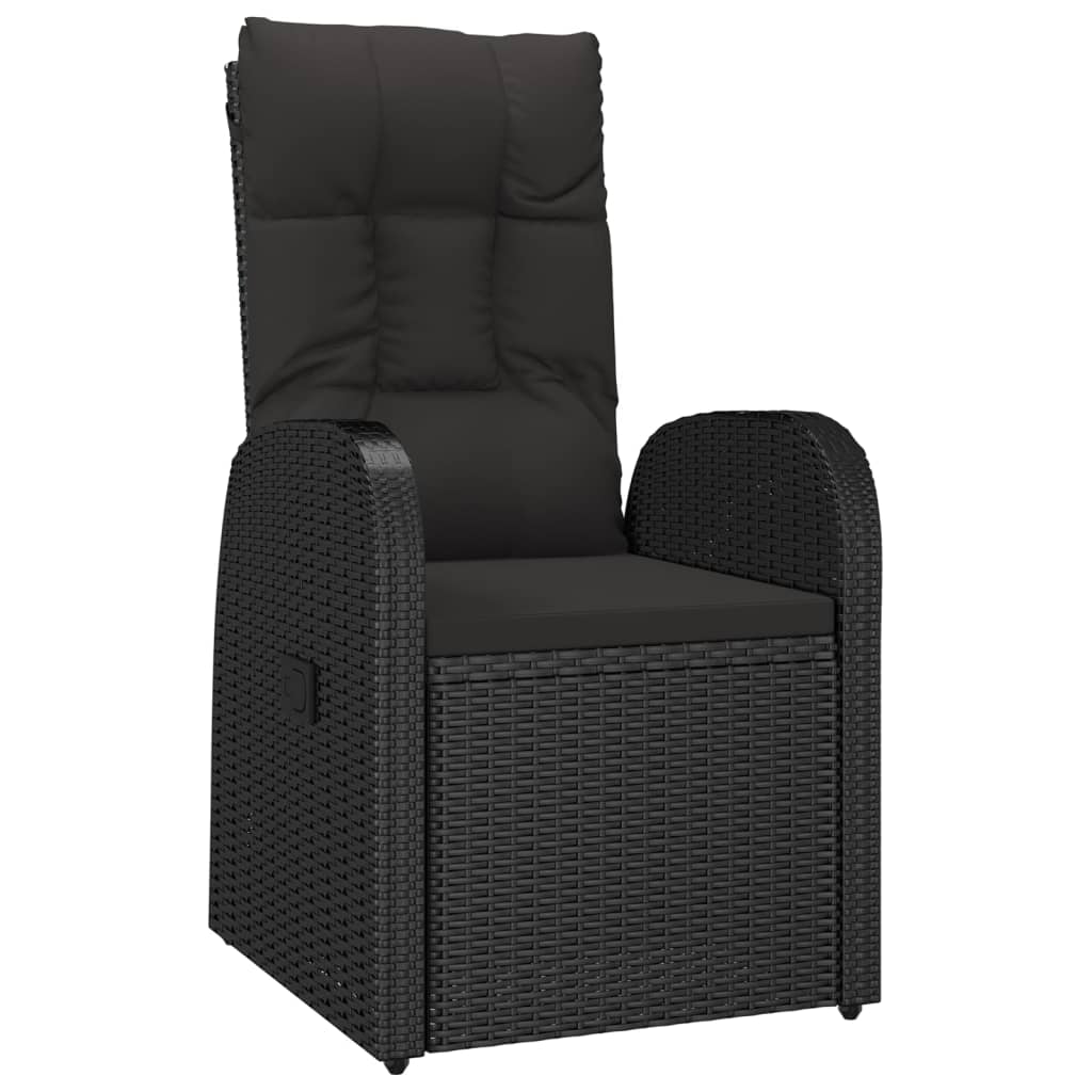 vidaXL Set mobilier de grădină cu perne, 7 piese, negru, poliratan