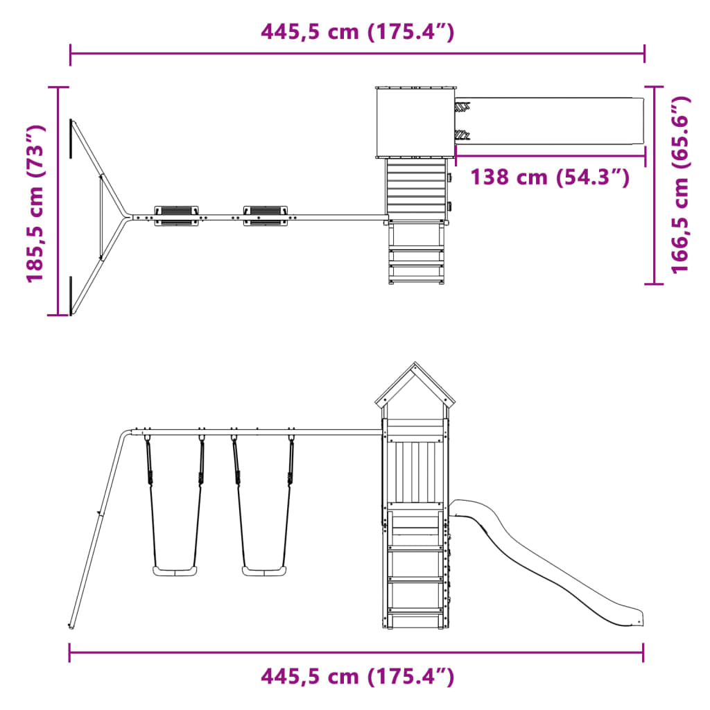 vidaXL Set de joacă pentru exterior, lemn de pin impregnat