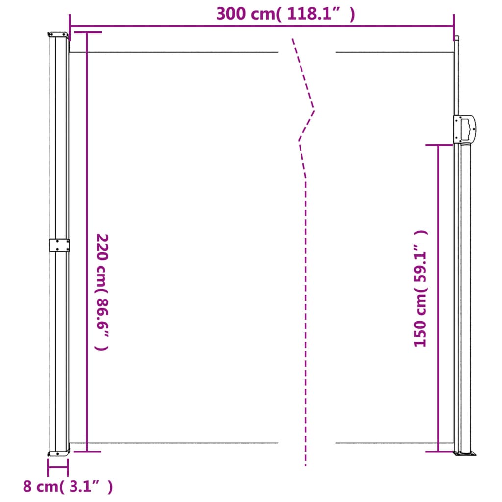 vidaXL Copertină laterală retractabilă, antracit, 220x300 cm