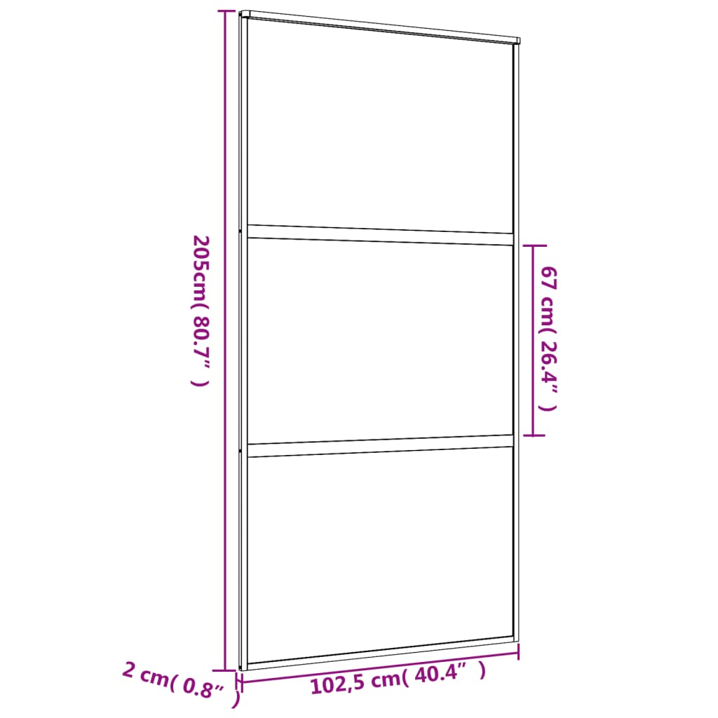 vidaXL Ușă glisantă, auriu, 102,5x205 cm, sticlă ESG mată și aluminiu