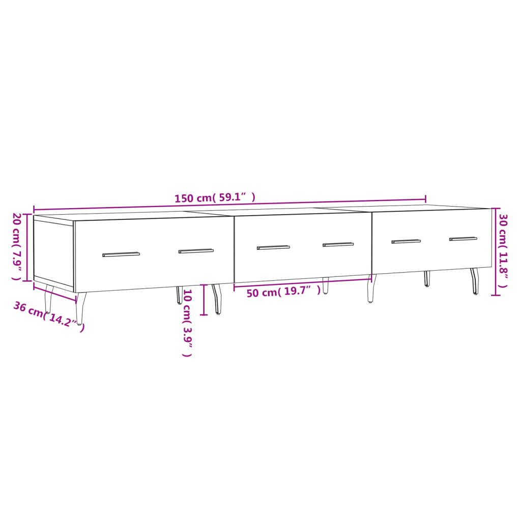 vidaXL Dulap TV, stejar sonoma, 150x36x30 cm, lemn prelucrat