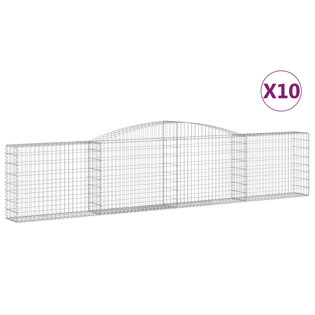 vidaXL Coșuri gabion arcuite 10 buc, 400x30x80/100 cm, fier galvanizat