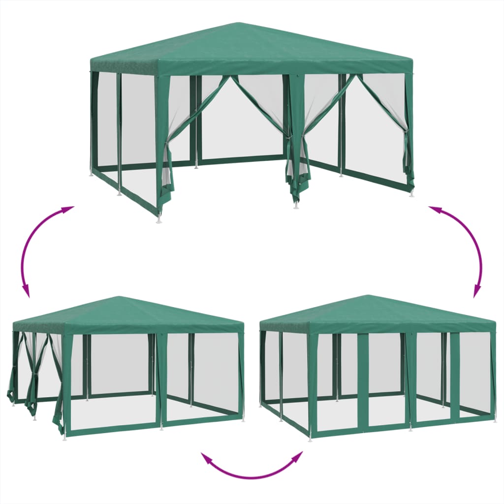 vidaXL Cort de petrecere cu 8 pereți din plasă, verde, 4x4 m, HDPE