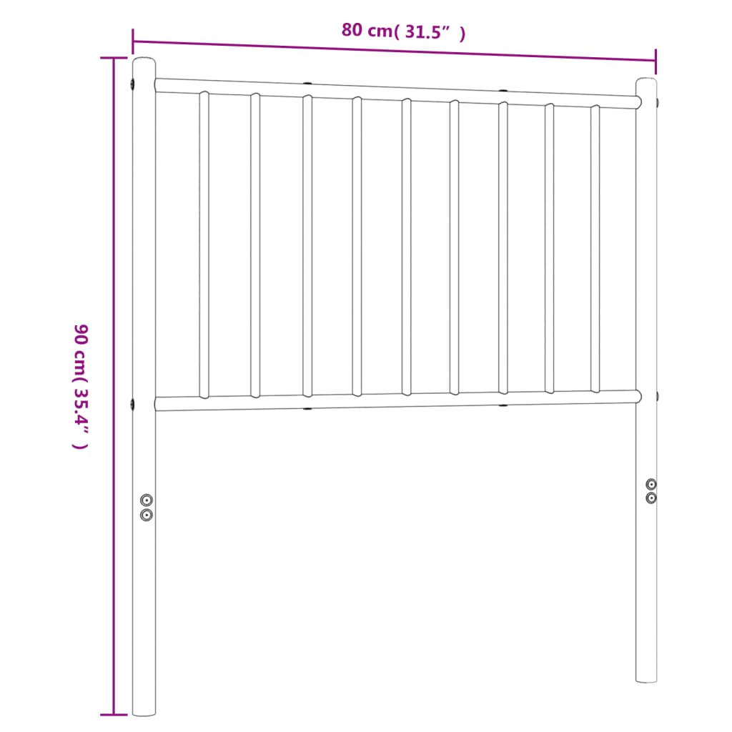 vidaXL Tăblie de pat metalică, negru, 75 cm