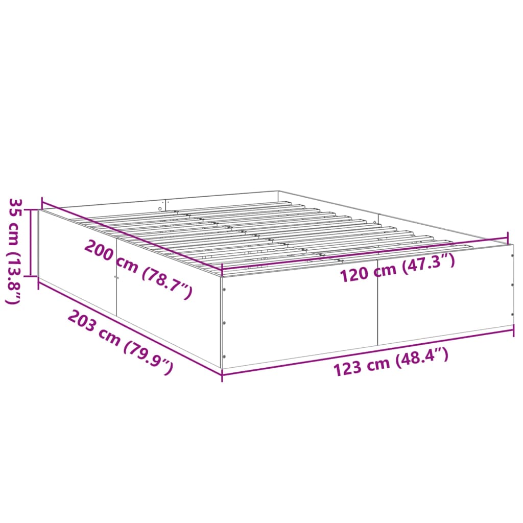 vidaXL Cadru de pat, stejar maro, 120x200 cm, lemn prelucrat