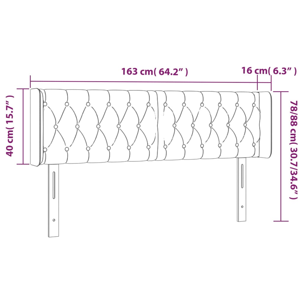 vidaXL Tăblie de pat cu LED, gri închis, 163x16x78/88 cm, textil