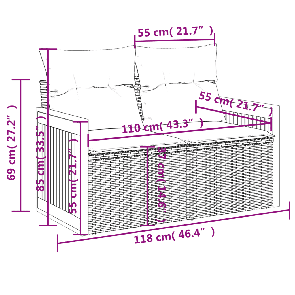 vidaXL Set mobilier de grădină cu perne, 5 piese, negru, poliratan