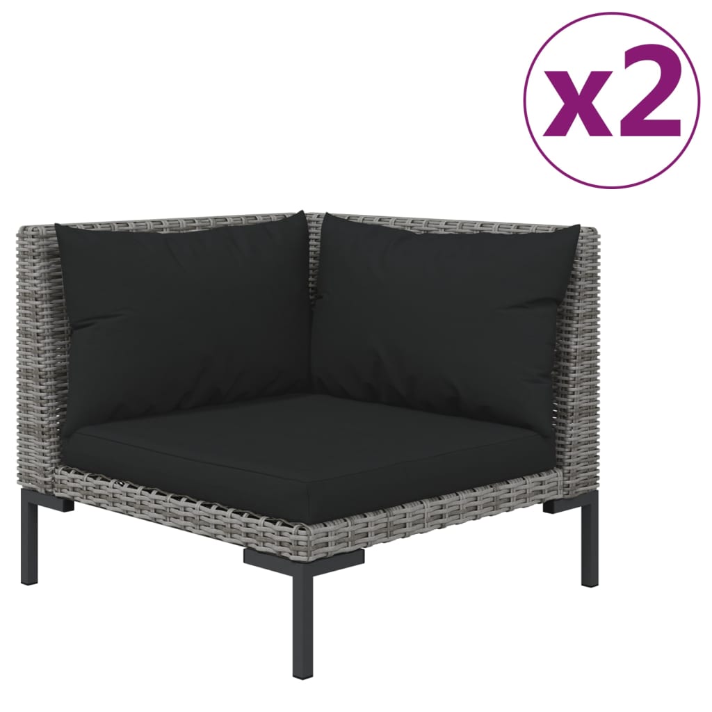 vidaXL Set mobilier grădină B-Stock 3 piese gri poliratan semi-rotund