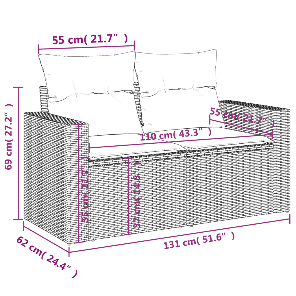 vidaXL Set mobilier de grădină cu perne, 8 piese gri deschis poliratan