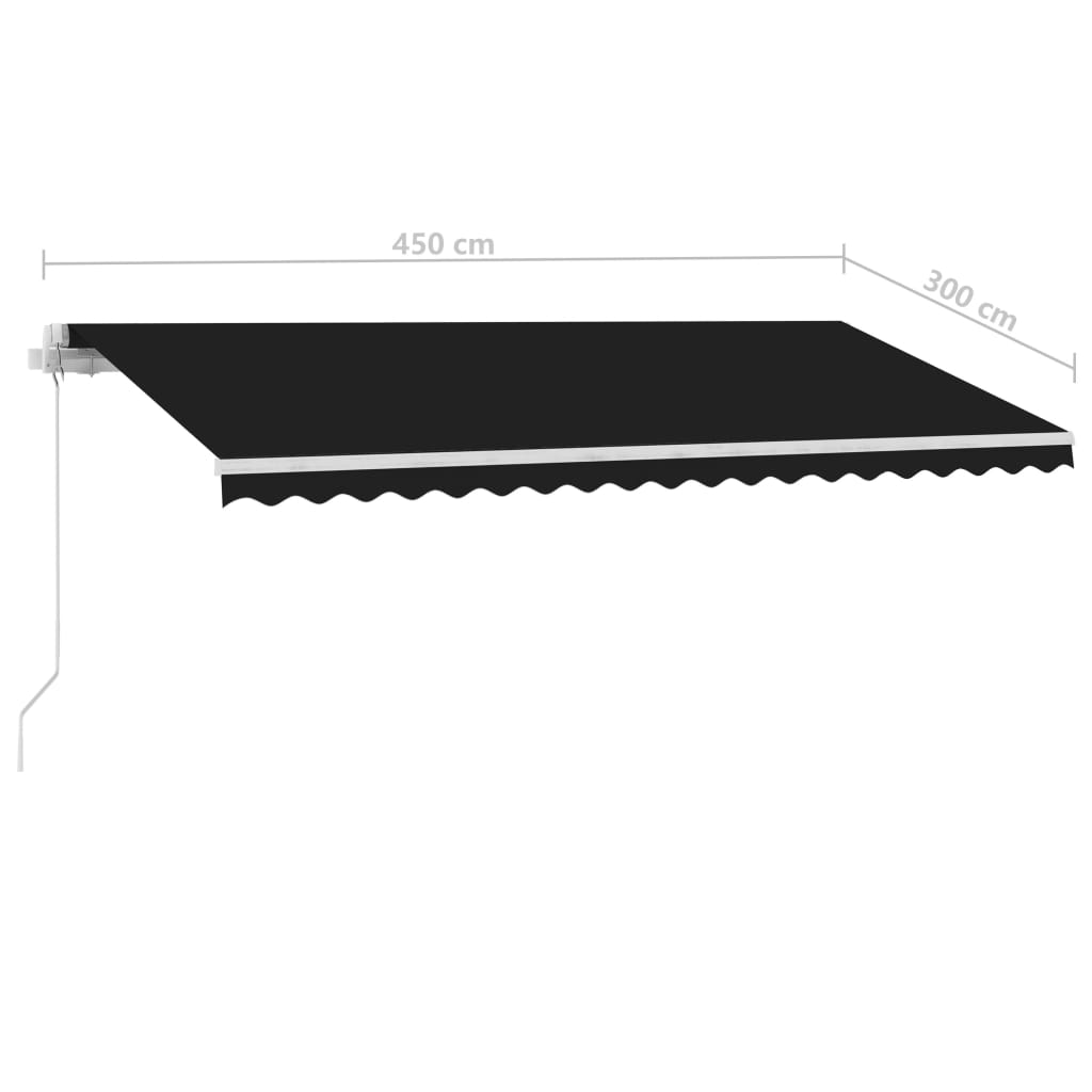 vidaXL Copertină retractabilă manual cu LED, antracit, 450x300 cm