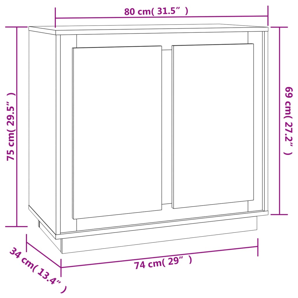 vidaXL Dulap, stejar sonoma, 80x34x75 cm, lemn prelucrat