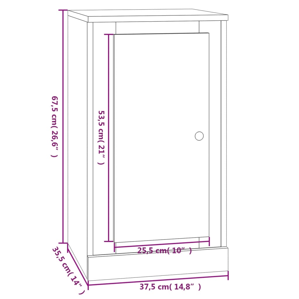 vidaXL Servantă, stejar maro, 37,5x35,5x67,5 cm, lemn prelucrat