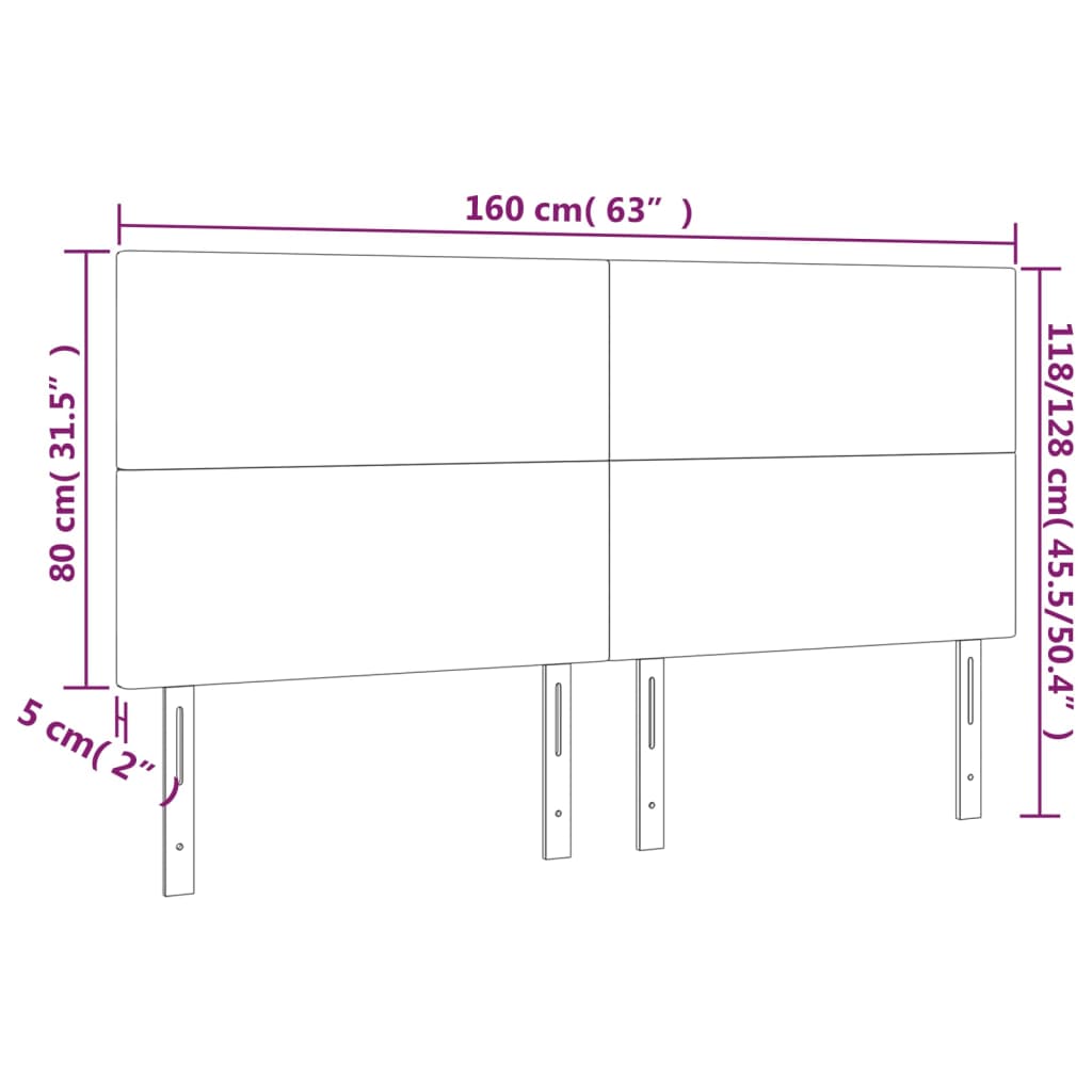 vidaXL Tăblie de pat cu LED, albastru, 160x5x118/128 cm, textil