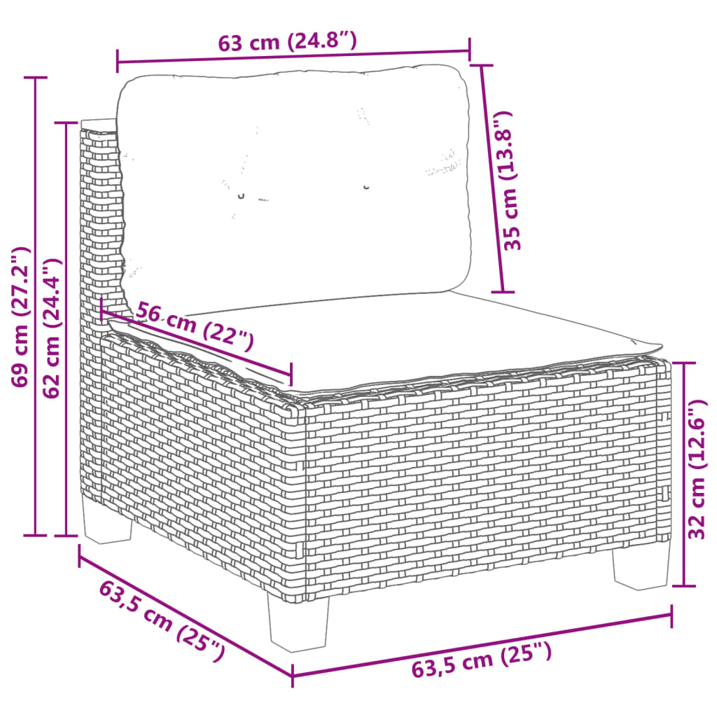 vidaXL Set canapele de grădină, 9 piese, cu perne, gri, poliratan