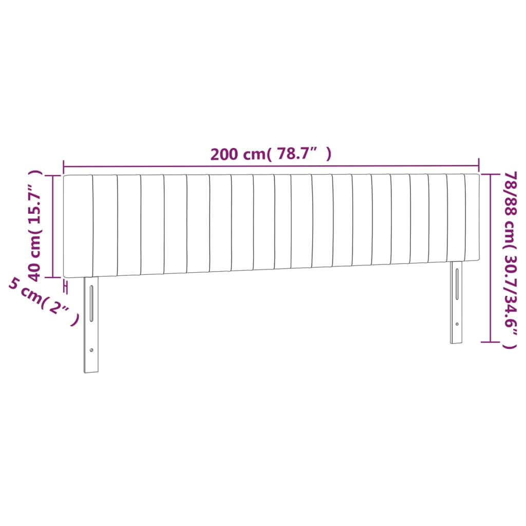 vidaXL Tăblie de pat cu LED, gri închis, 200x5x78/88 cm, textil