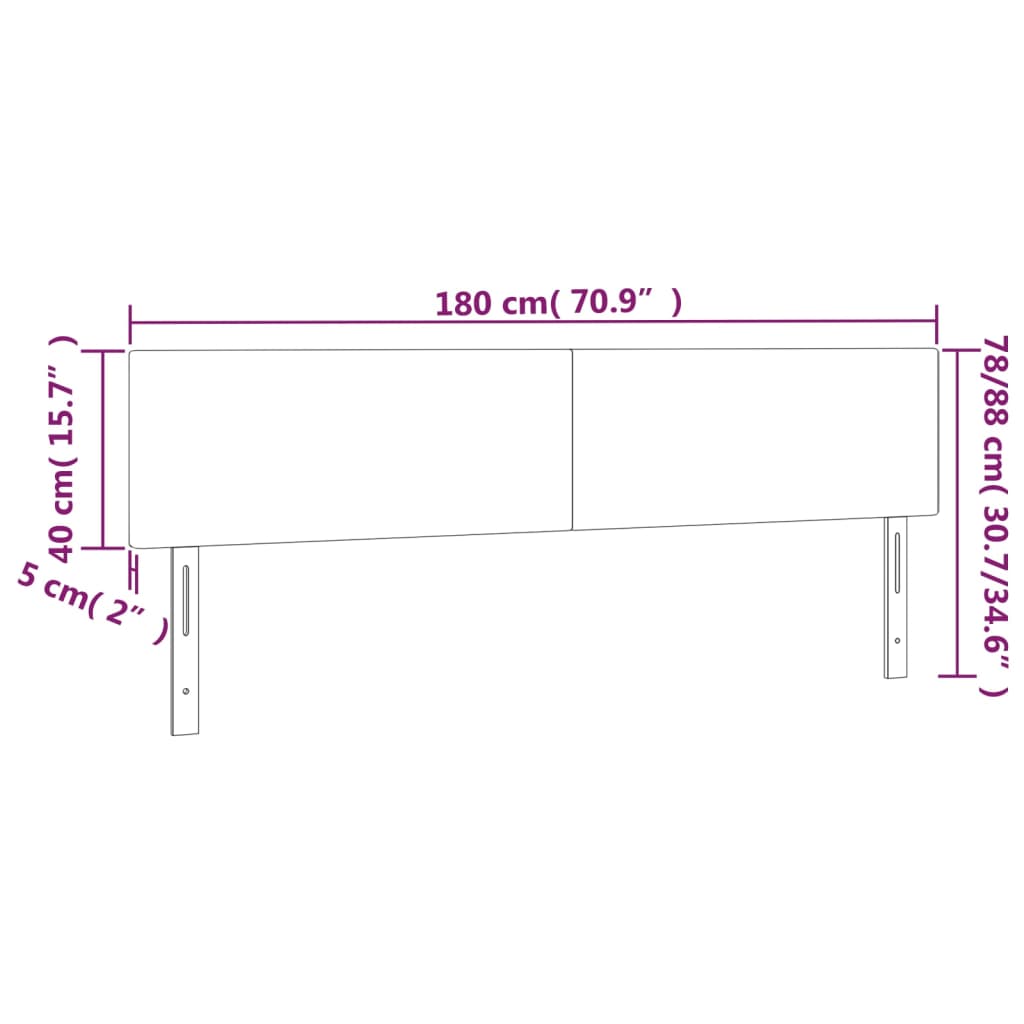 vidaXL Tăblie de pat cu LED, gri deschis, 180x5x78/88 cm, catifea