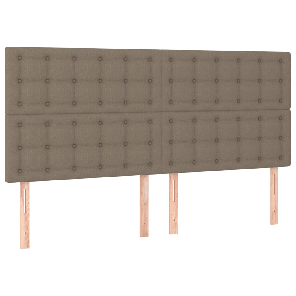 vidaXL Tăblie de pat cu LED, gri taupe, 160x5x118/128 cm, textil