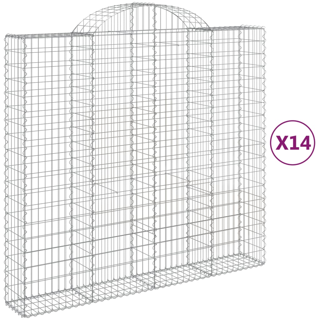 vidaXL Coșuri gabion arcuite 14 buc, 200x50x180/200cm, fier galvanizat