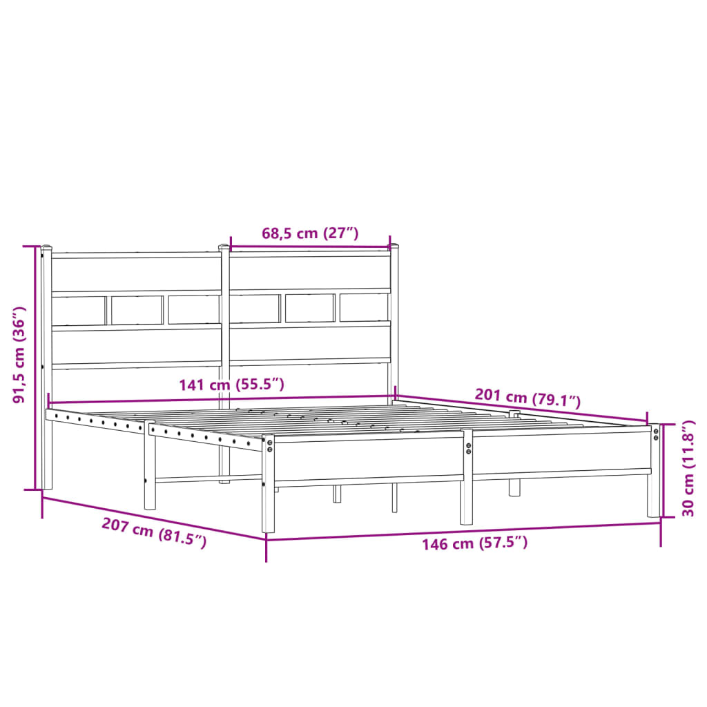 vidaXL Cadru pat fără saltea stejar sonoma 140x200 cm lemn prelucrat