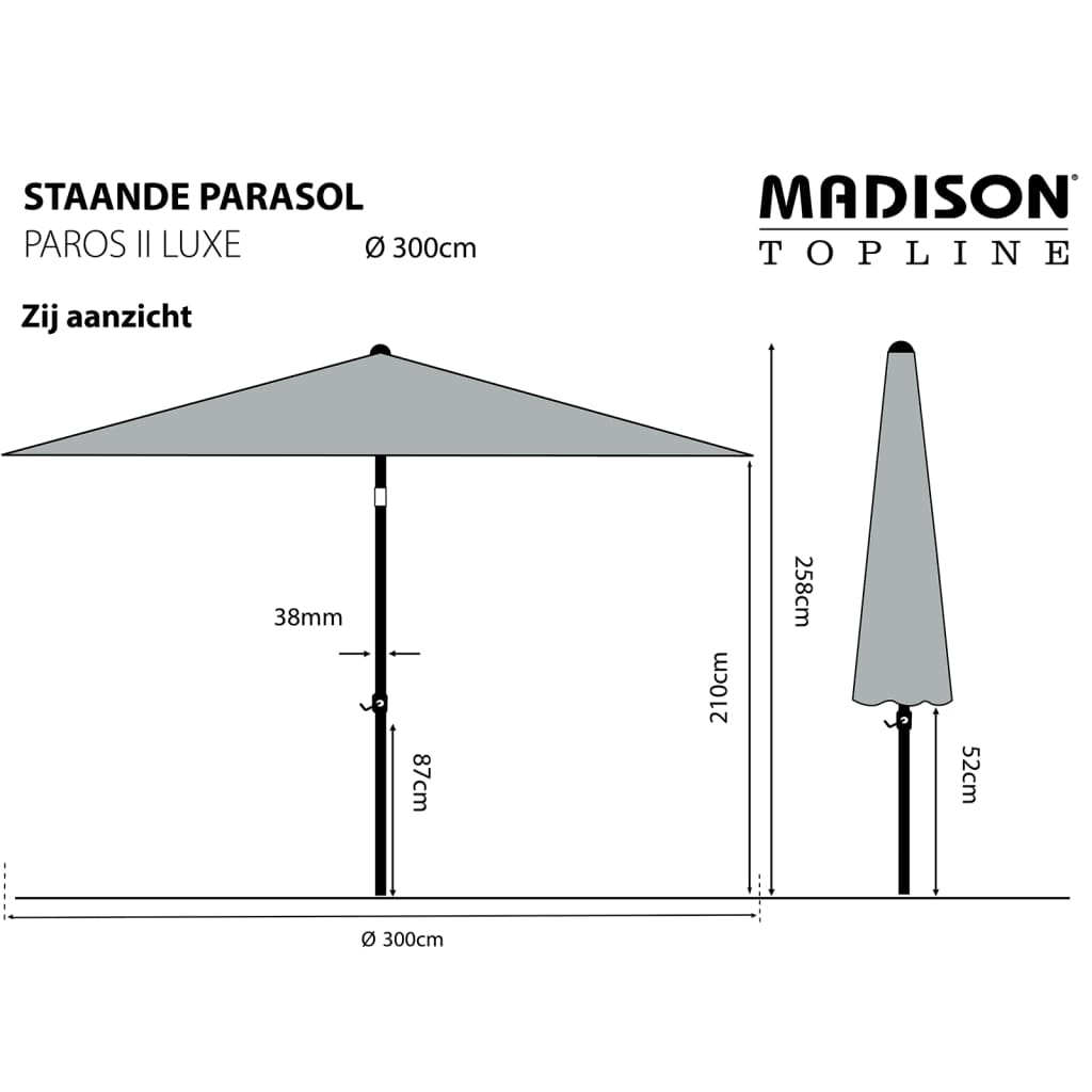 Madison Umbrelă de soare Paros II Luxe, ecru, 300 cm