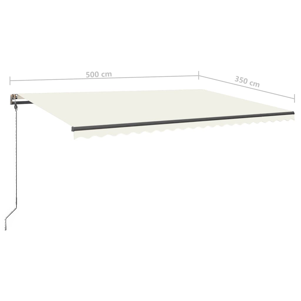 vidaXL Copertină retractabilă manual cu LED, crem, 500x350 cm