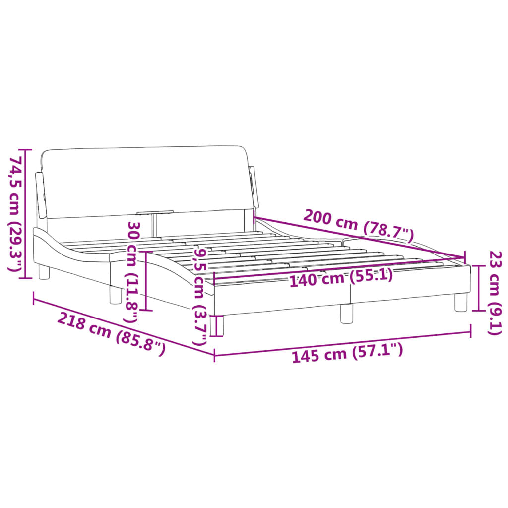 vidaXL Cadru de pat cu tăblie, alb, 140x200 cm, piele ecologică