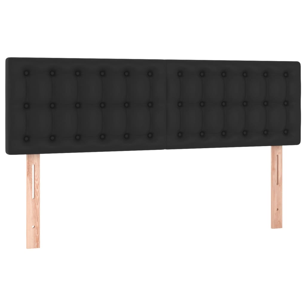 vidaXL Pat box spring cu saltea, negru, 140x200 cm, piele ecologică