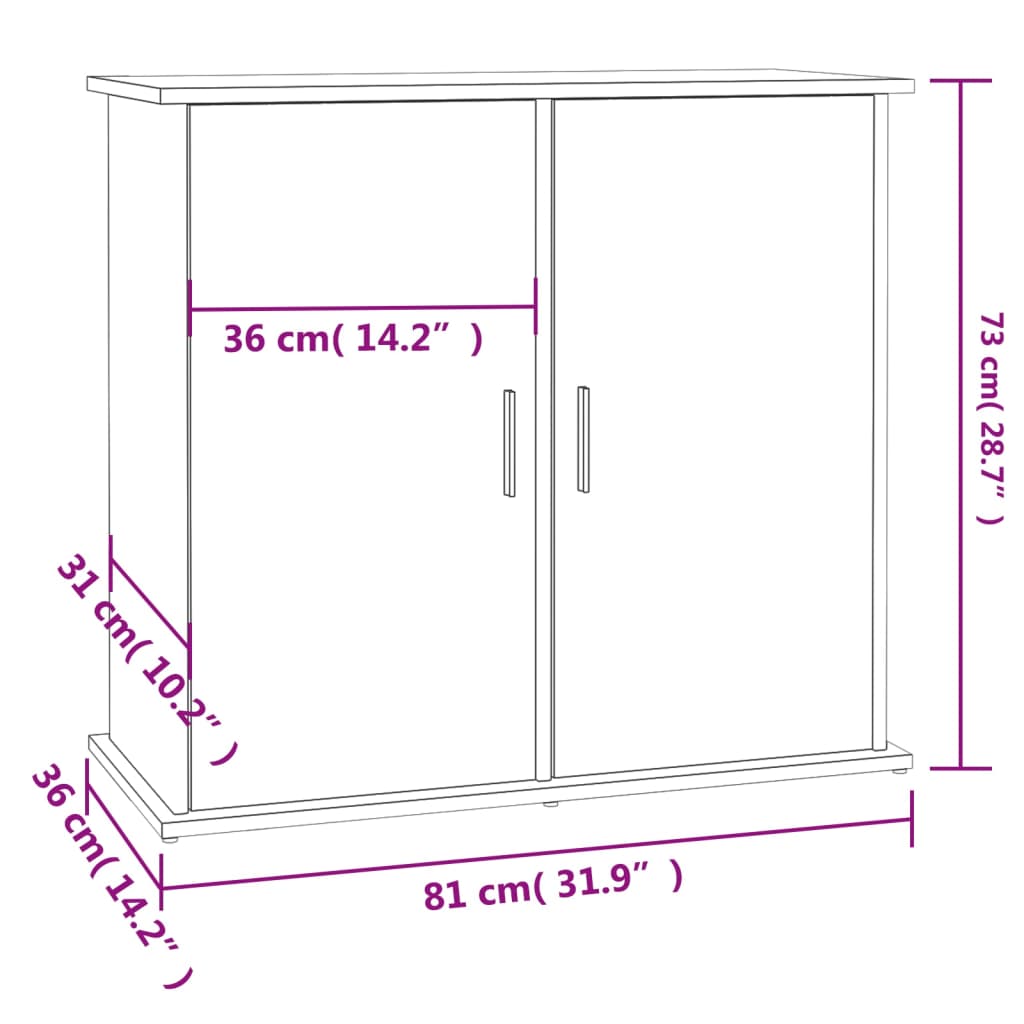 vidaXL Suport pentru acvariu, alb, 81x36x73 cm, lemn prelucrat