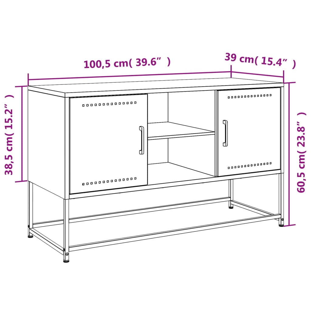 vidaXL Dulap TV, roz, 100,5x39x60,5 cm, oțel