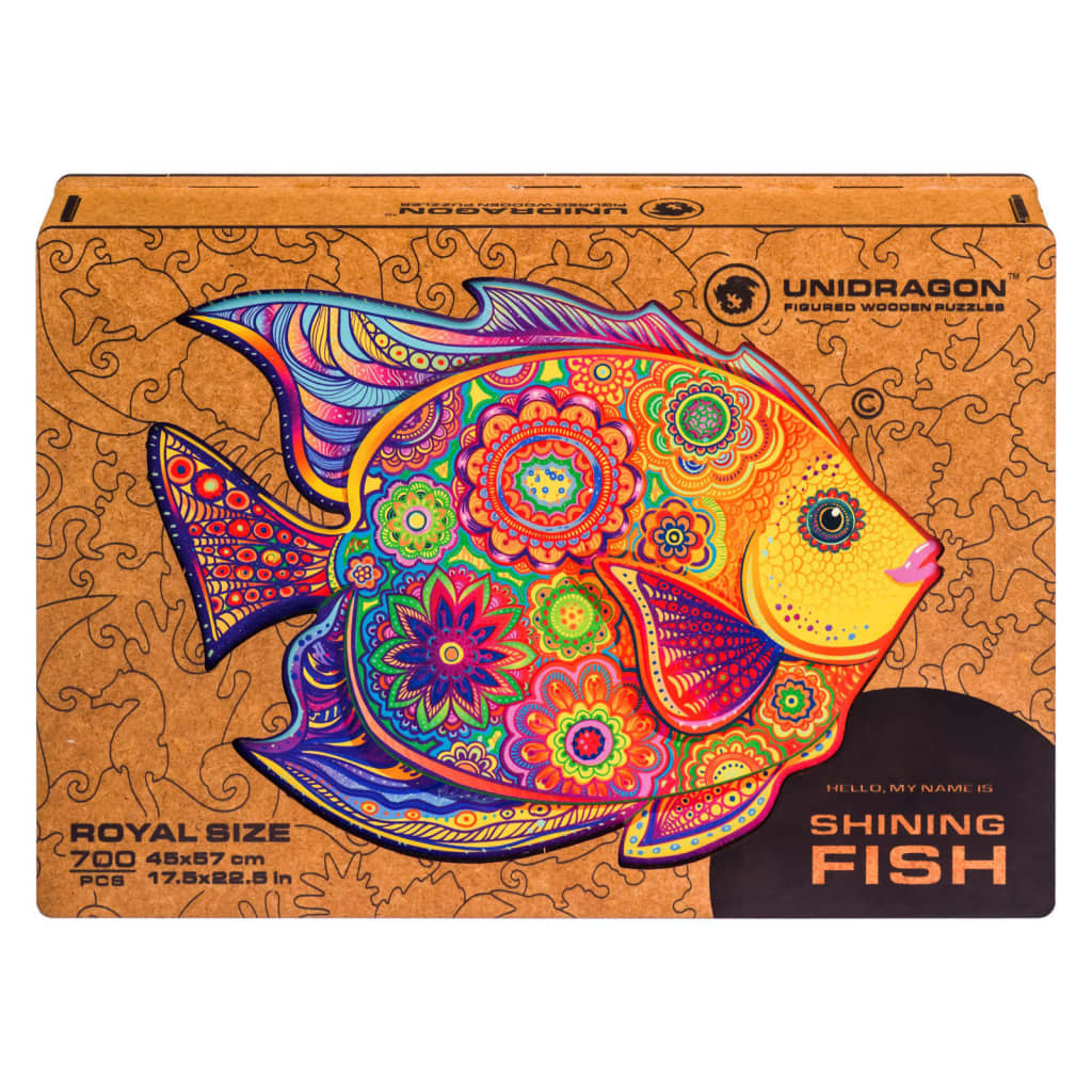 UNIDRAGON Puzzle din lemn 700 piese Shining Fish, Royal size, 57x45 cm