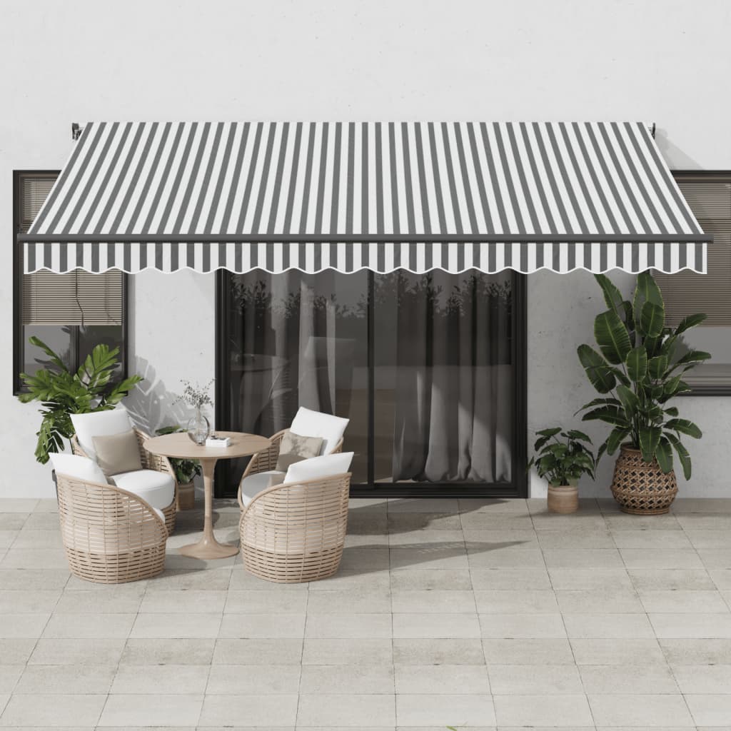 vidaXL Copertină retractabilă automat LED-uri antracit/alb 450x350 cm