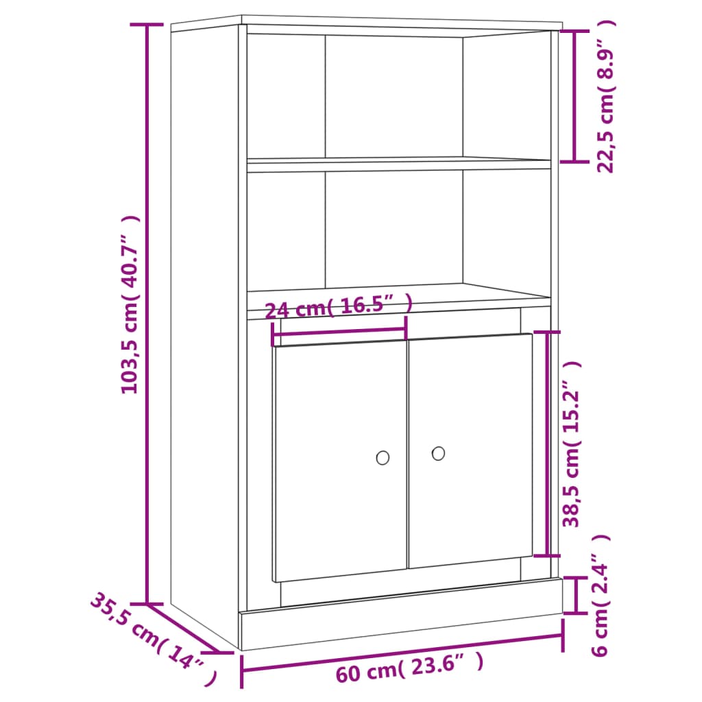 vidaXL Dulap înalt, stejar sonoma, 60x35,5x103,5 cm, lemn prelucrat