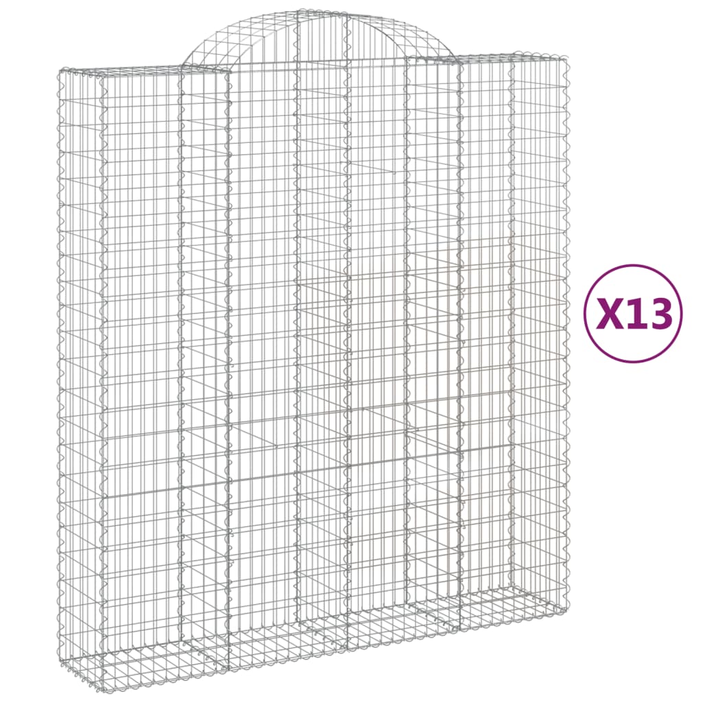 vidaXL Coșuri gabion arcuite, 13 buc 200x50x220/240cm, fier galvanizat