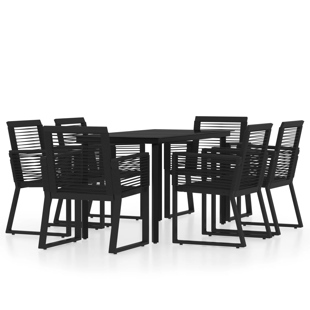 vidaXL Set mobilier de grădină, 7 piese, negru