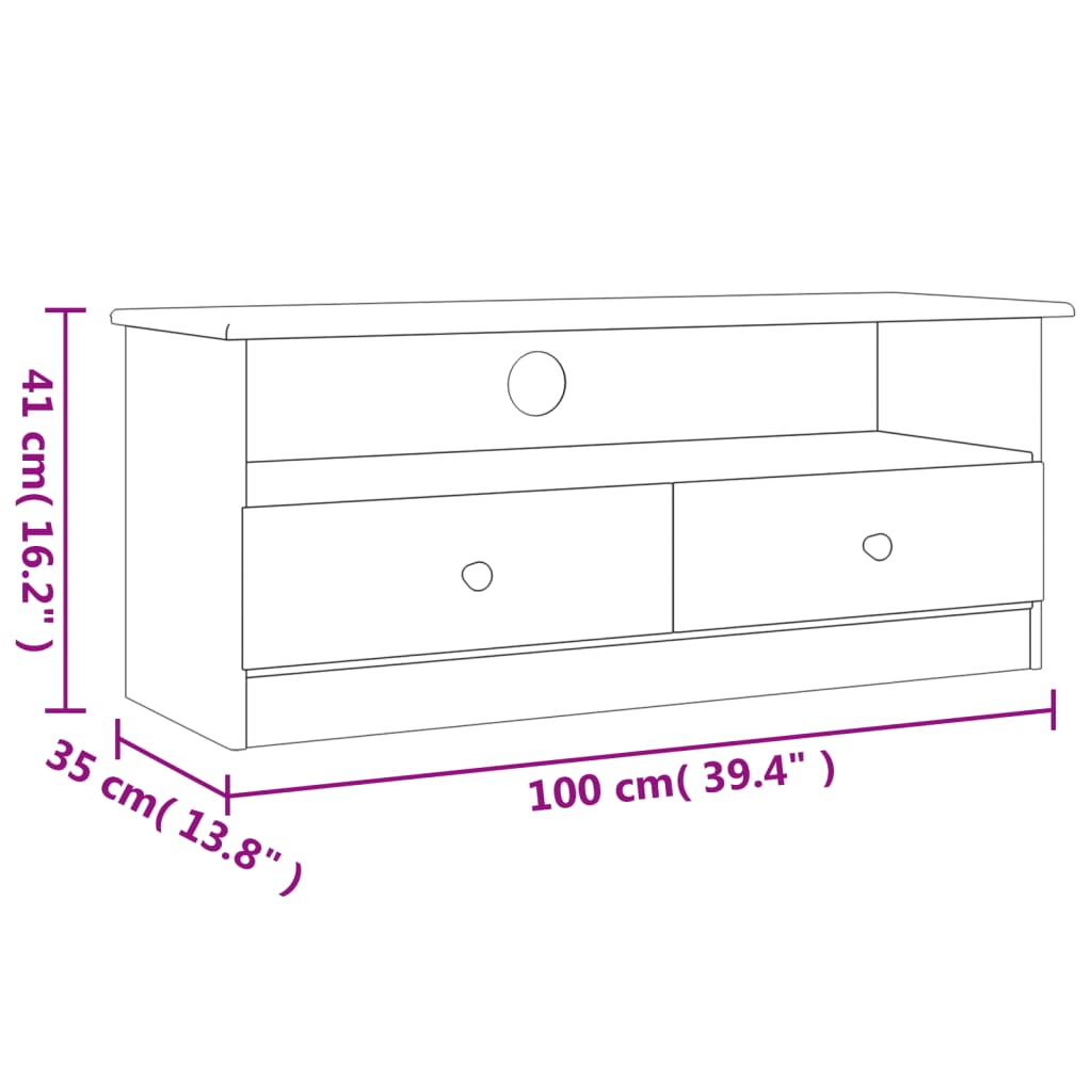 vidaXL Dulap TV cu sertare „ALTA” 100x35x41 cm, lemn masiv de pin