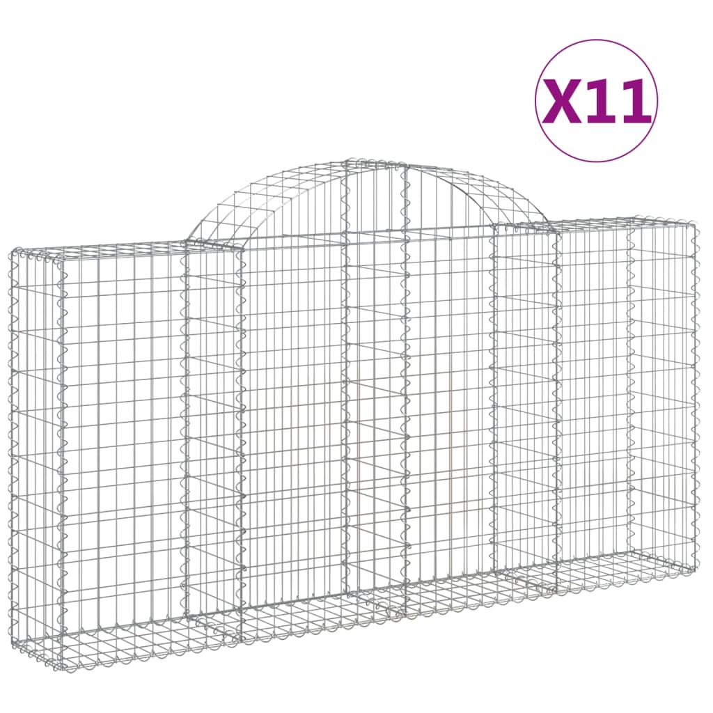 vidaXL Coșuri gabion arcuite 11 buc, 200x30x100/120 cm fier galvanizat