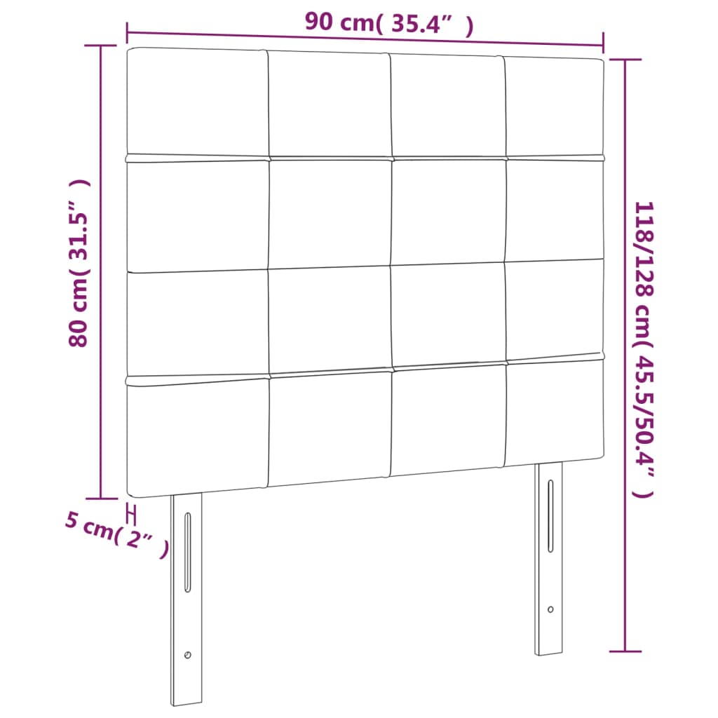 vidaXL Tăblie de pat cu LED, gri deschis, 90x5x118/128 cm, catifea