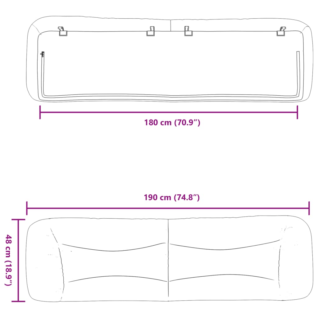 vidaXL Pernă pentru tăblie pat, negru, 180 cm, piele artificială