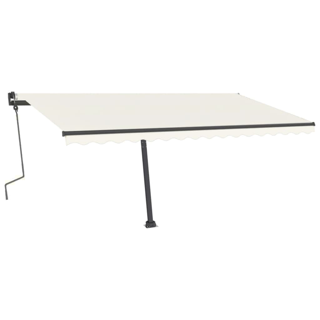 vidaXL Copertină autonomă retractabilă manual, crem, 400x300 cm