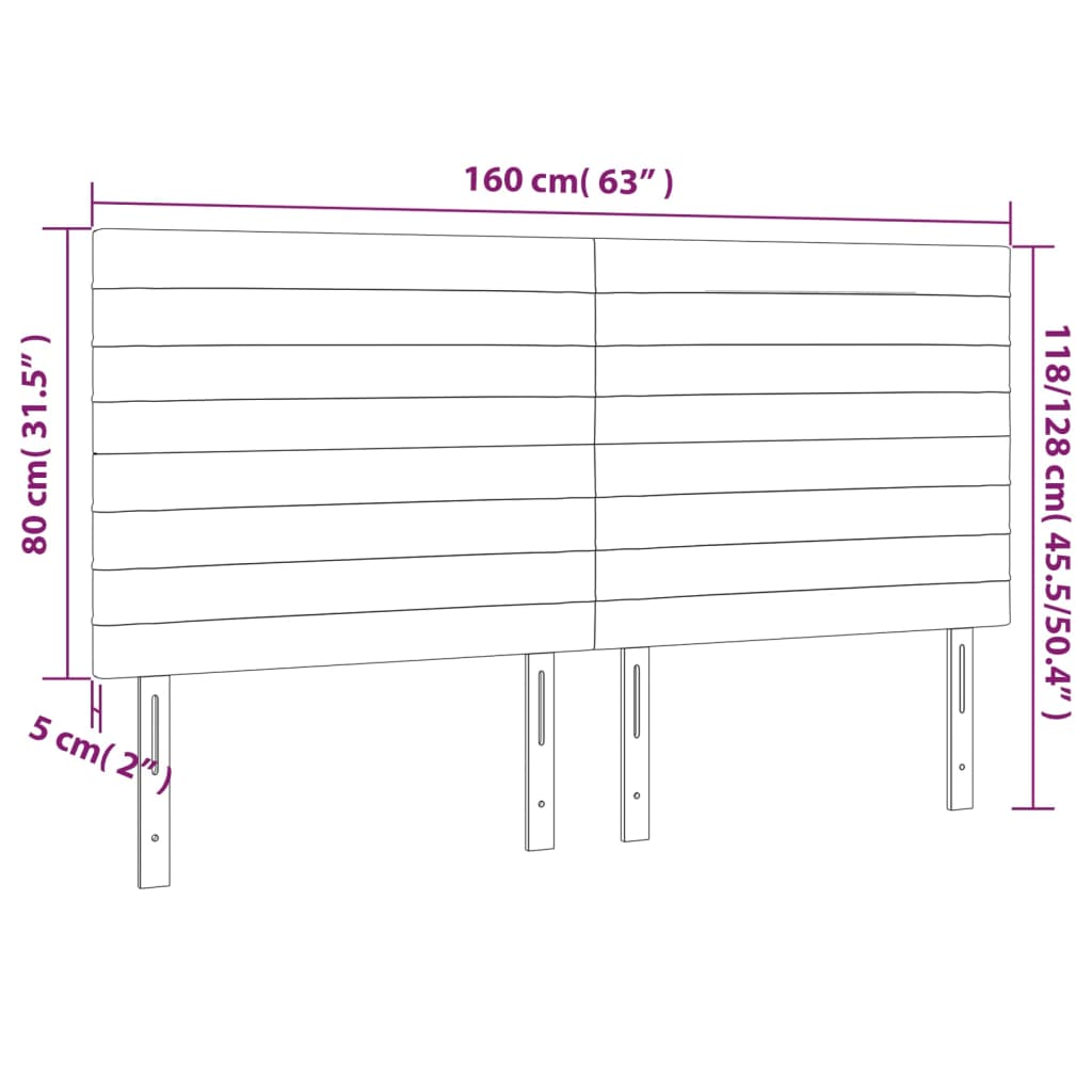 vidaXL Tăblie de pat cu LED, gri închis, 160x5x118/128 cm, textil