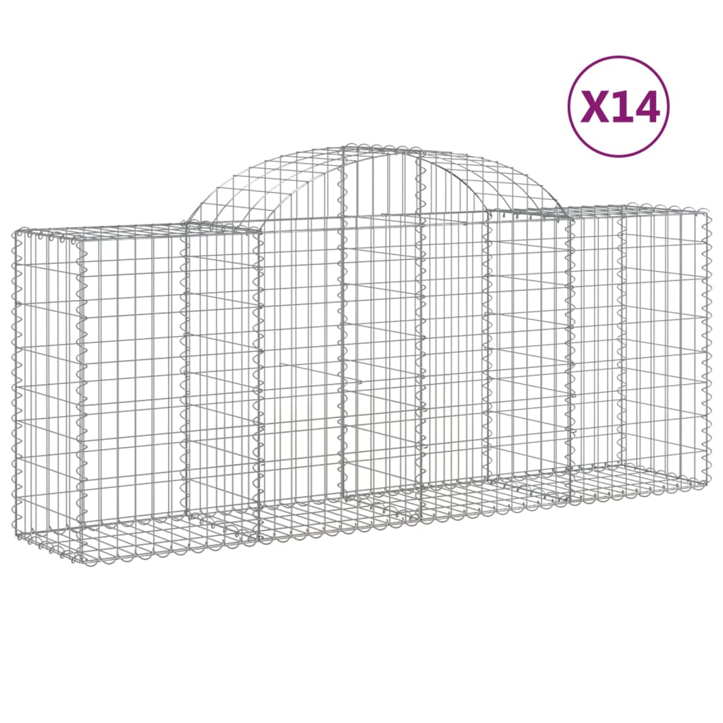 vidaXL Coșuri gabion arcuite 14 buc, 200x50x80/100 cm, fier galvanizat