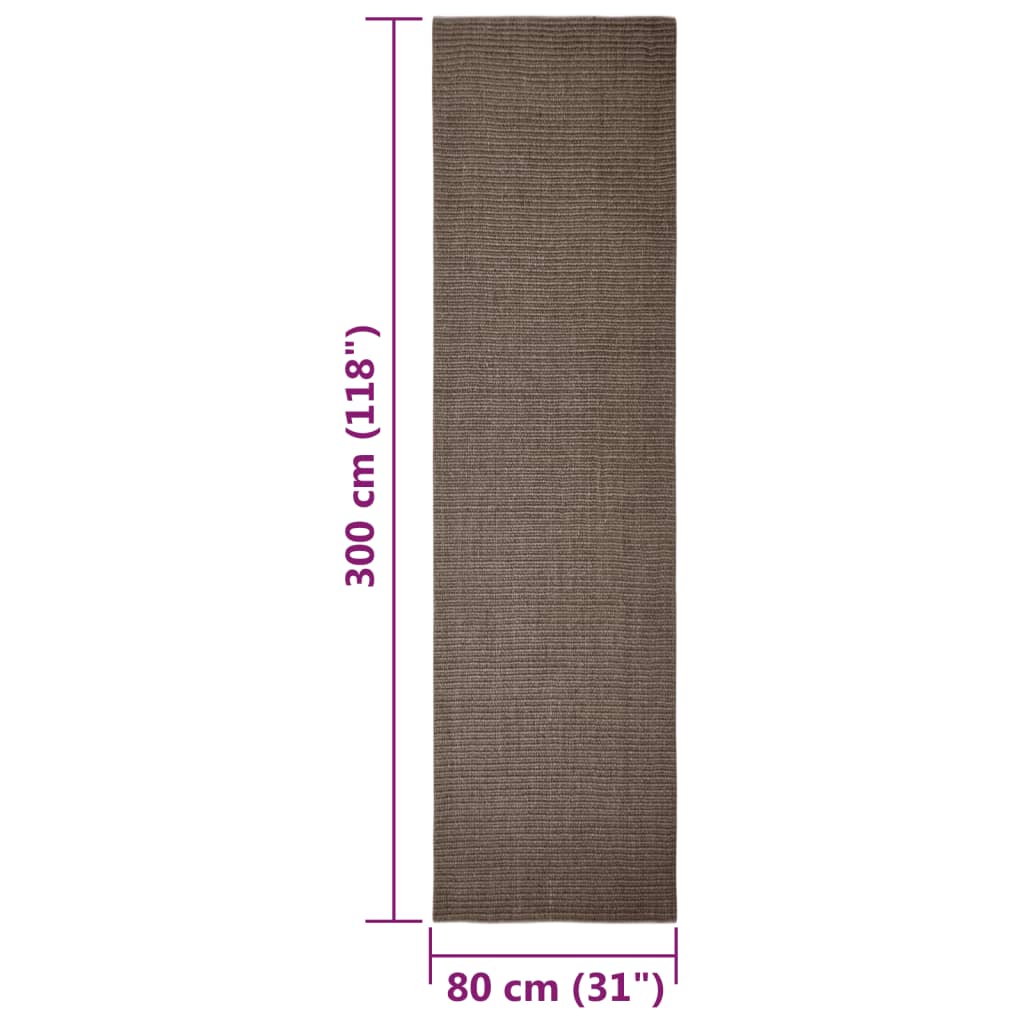 vidaXL Covor din sisal natural, maro, 80x300 cm