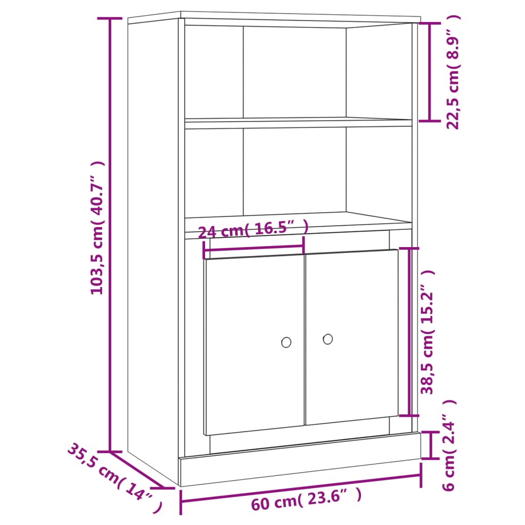 vidaXL Dulap înalt, alb extralucios, 60x35,5x103,5 cm, lemn prelucrat