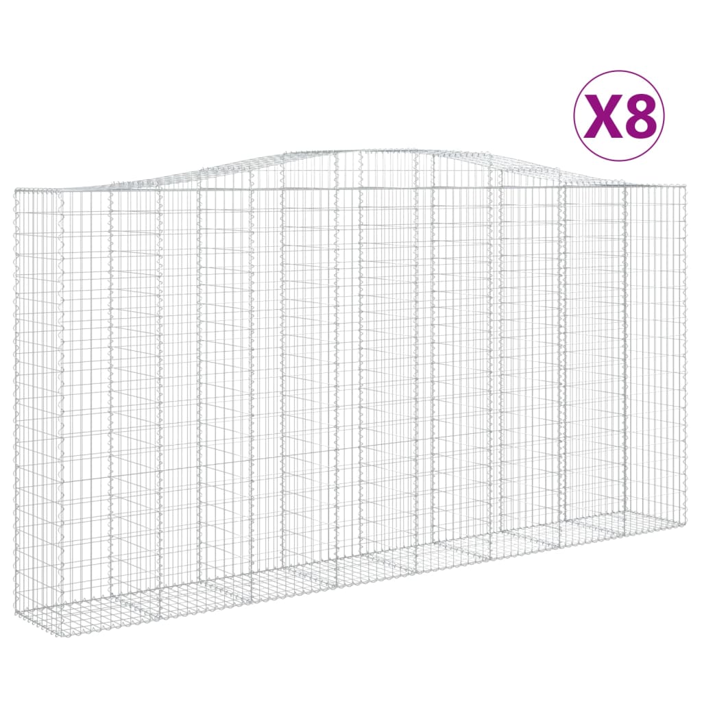 vidaXL Coșuri gabion arcuite, 8 buc 400x50x200/220 cm, fier galvanizat