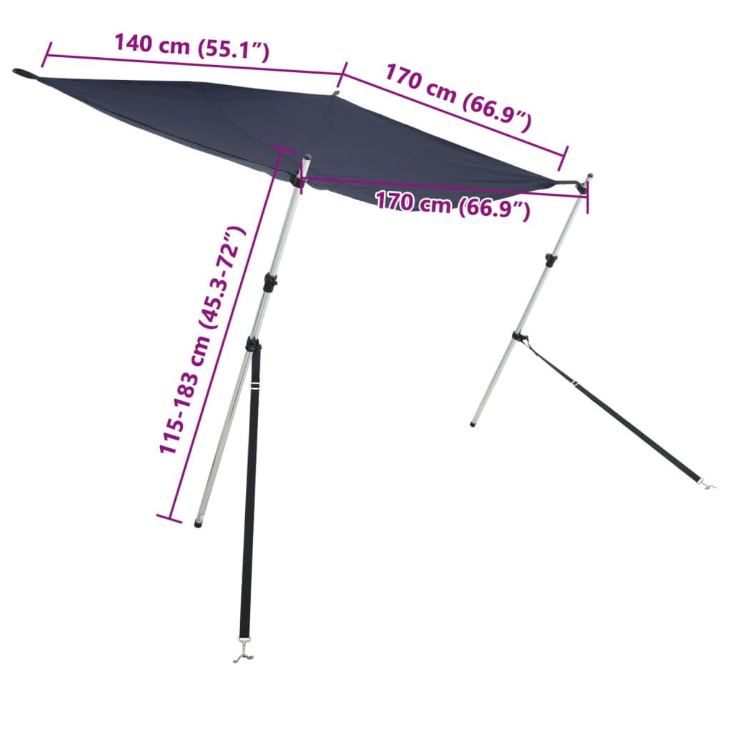 vidaXL Extensie parasolar T-Top, albastru, 170x170x(115-183) cm