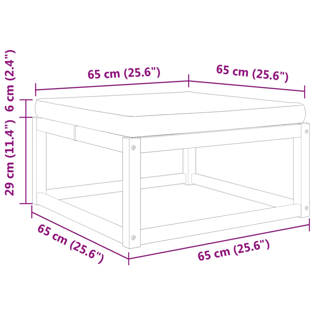 vidaXL Taburet de grădină cu pernă, 65x65x29 cm, lemn masiv acacia