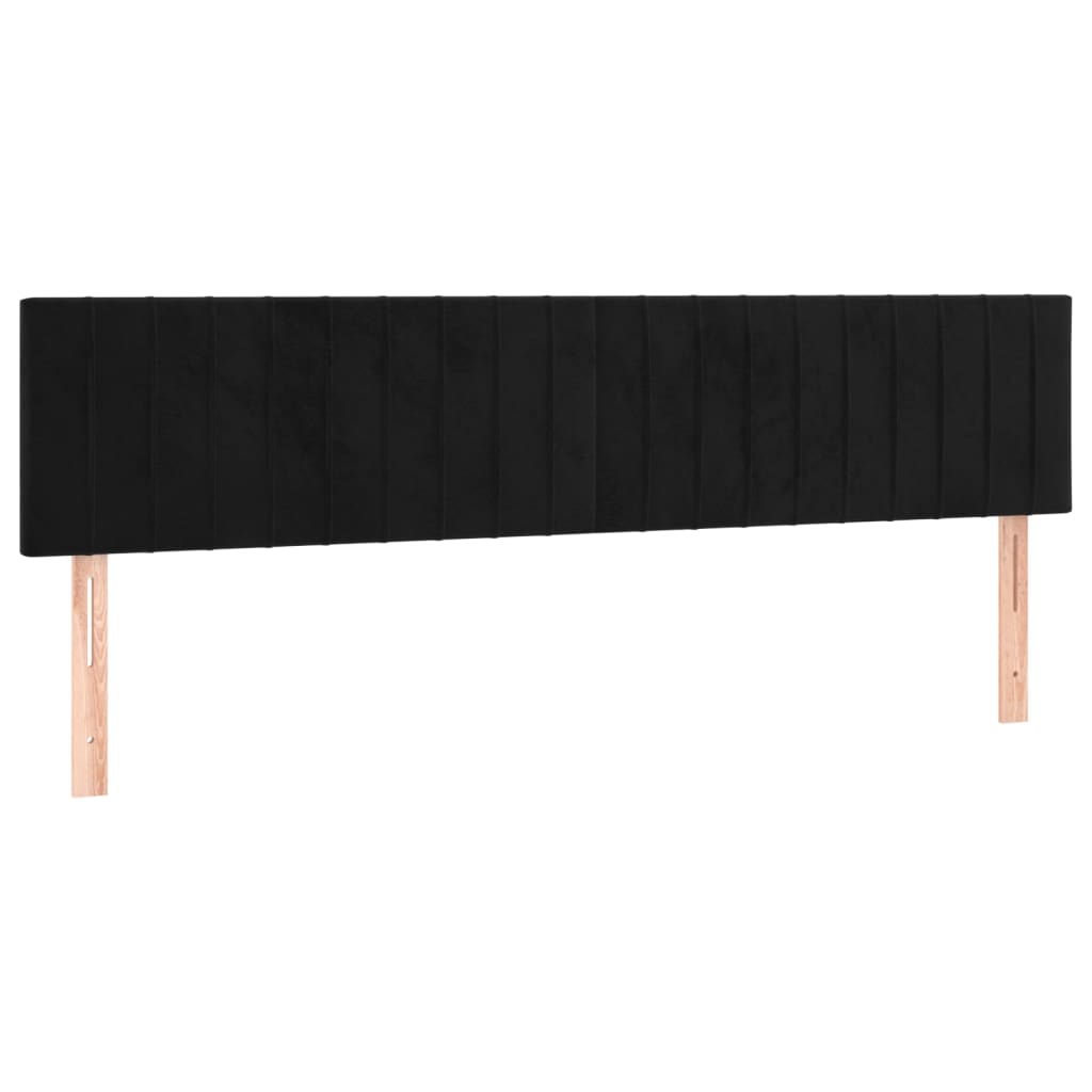 vidaXL Tăblie de pat cu LED, negru, 200x5x78/88 cm, catifea