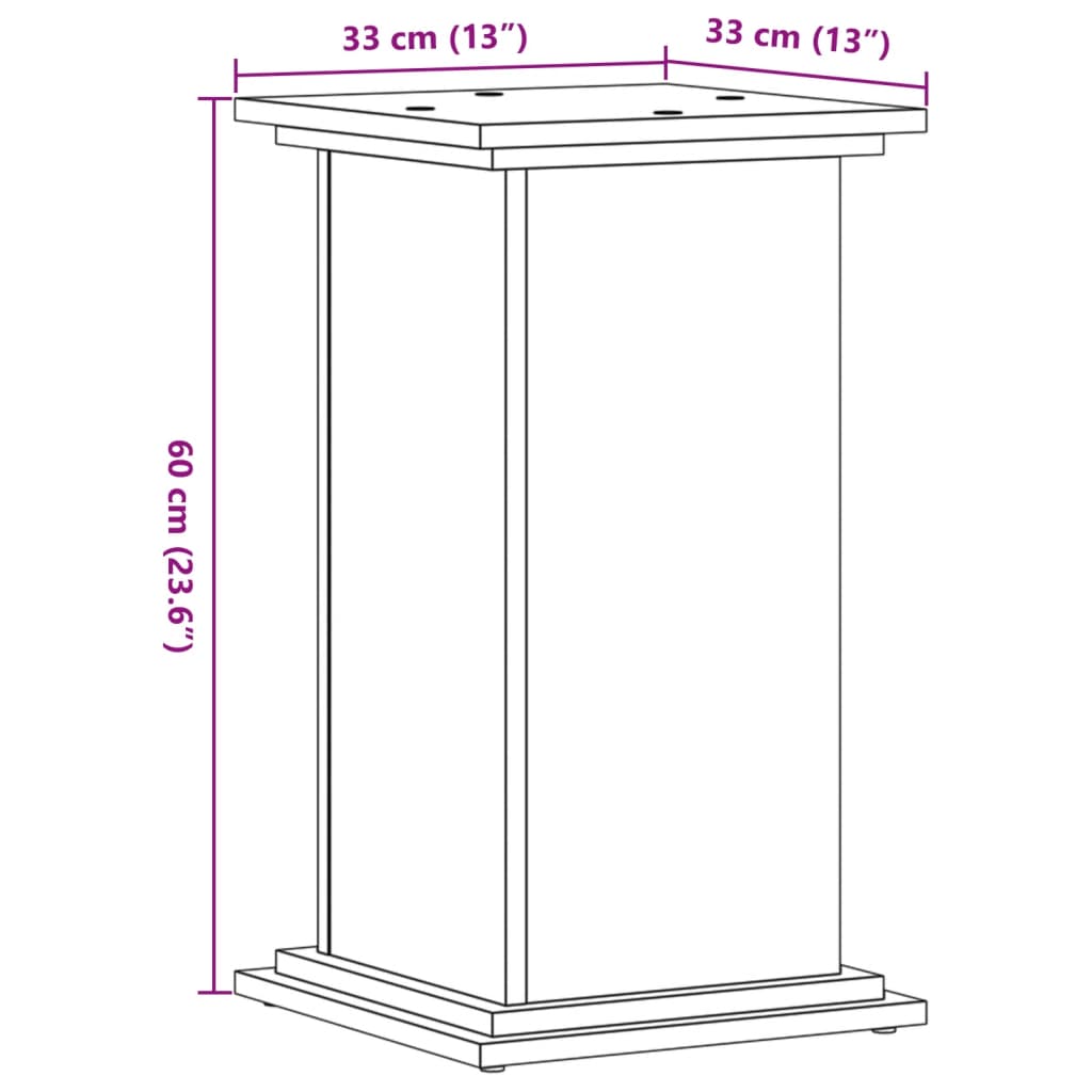 vidaXL Suport de plante, stejar fumuriu, 33x33x60 cm, lemn prelucrat